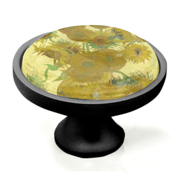 Sunflowers (Van Gogh 1888) Black Custom Cabinet Knob (Side)