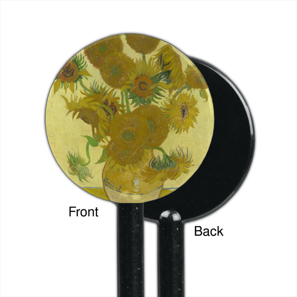 Sunflowers (Van Gogh 1888) Black Plastic 5.5" Stir Stick - Single Sided - Round - Front & Back