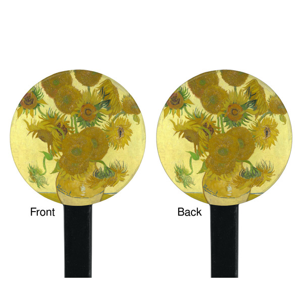 Sunflowers (Van Gogh 1888) Black Plastic 7" Stir Stick - Double Sided - Round - Front & Back