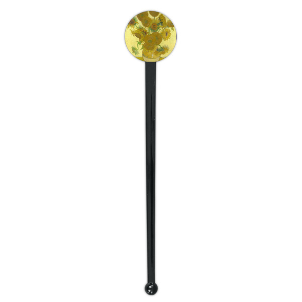 Sunflowers (Van Gogh 1888) Black Plastic 7" Stir Stick - Round - Single Stick