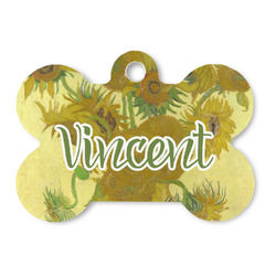 Sunflowers (Van Gogh 1888) Bone Shaped Dog ID Tag