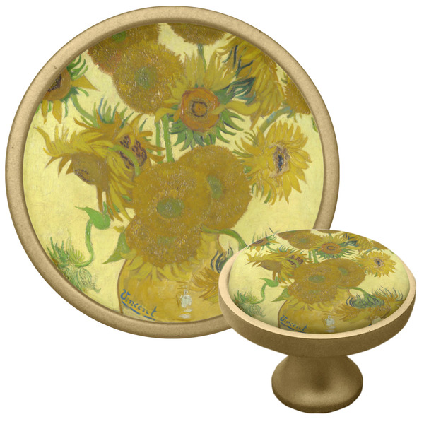 Sunflowers (Van Gogh 1888) Cabinet Knob - Gold - Multi Angle