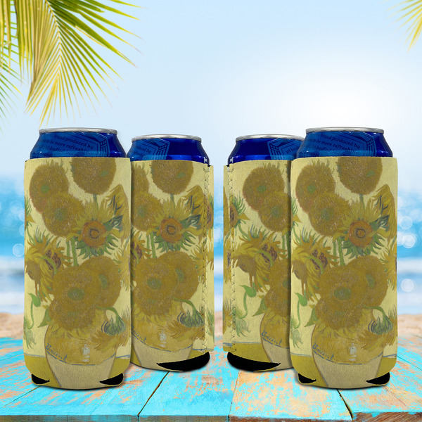 Sunflowers (Van Gogh 1888) Can Cooler - 16oz - Set of 4 - In Context