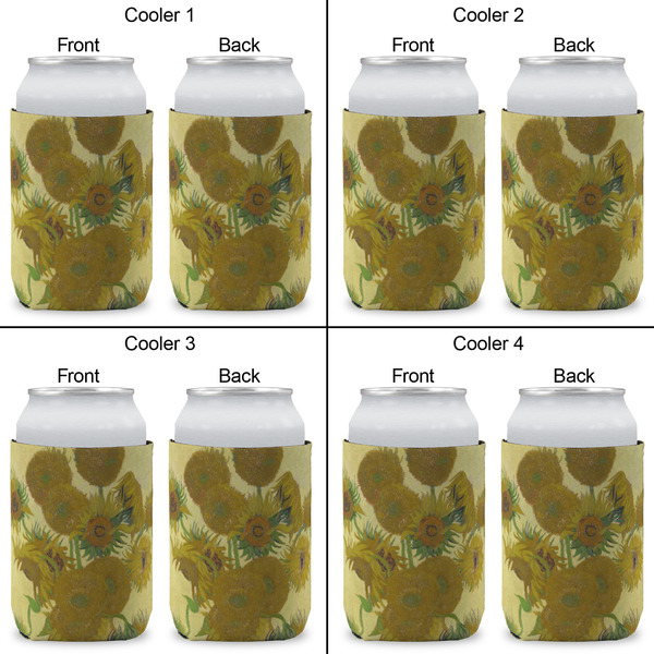 Sunflowers (Van Gogh 1888) Can Cooler - Standard 12oz - Set of 4 - Front & Back