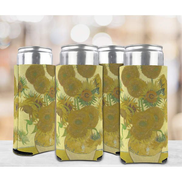 Sunflowers (Van Gogh 1888) Can Cooler - Tall 12oz - Set of 4 - In Context