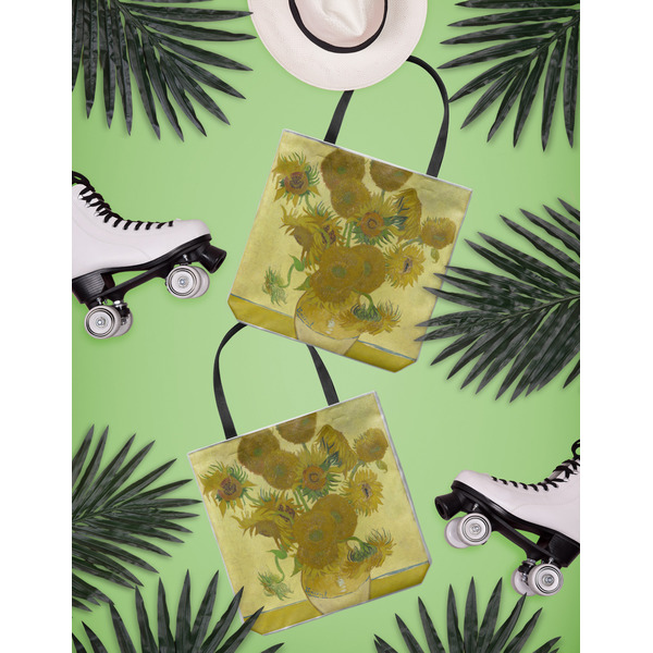 Sunflowers (Van Gogh 1888) Canvas Tote Lifestyle Front and Back- 13x13