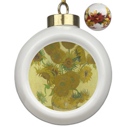 Sunflowers (Van Gogh 1888) Ceramic Ball Ornaments - Poinsettia Garland
