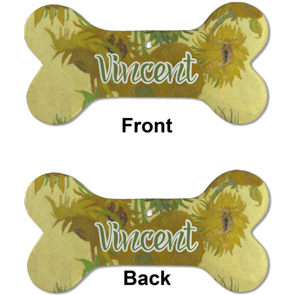 Sunflowers (Van Gogh 1888) Ceramic Flat Ornament - Bone Front & Back (APPROVAL)