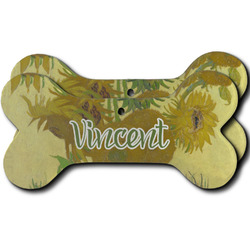 Sunflowers (Van Gogh 1888) Ceramic Dog Ornament - Front & Back