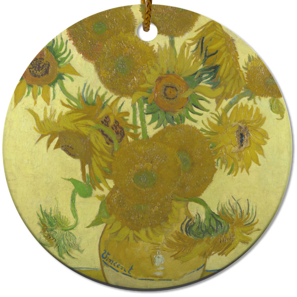 Custom Sunflowers (Van Gogh 1888) Round Ceramic Ornament