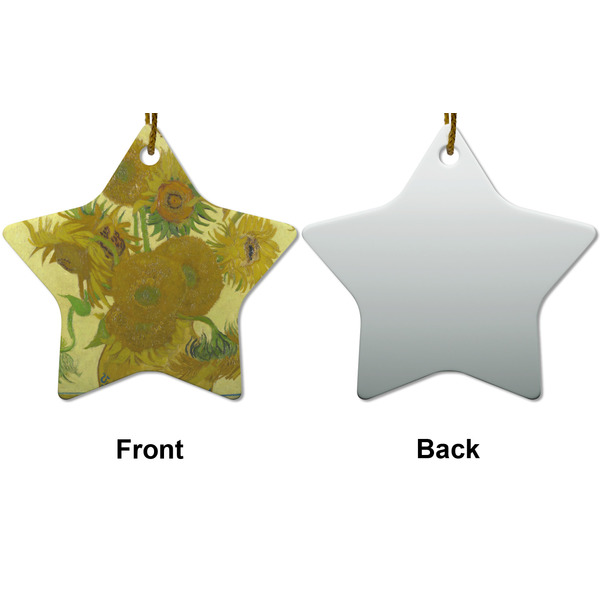 Sunflowers (Van Gogh 1888) Ceramic Flat Ornament - Star Front & Back (APPROVAL)