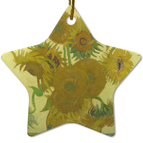 Custom Sunflowers (Van Gogh 1888) Star Ceramic Ornament