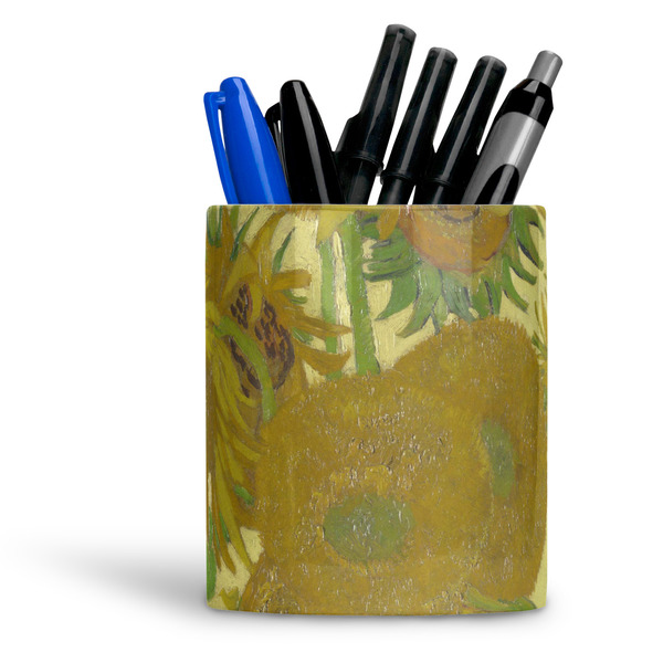 Custom Sunflowers (Van Gogh 1888) Ceramic Pen Holder