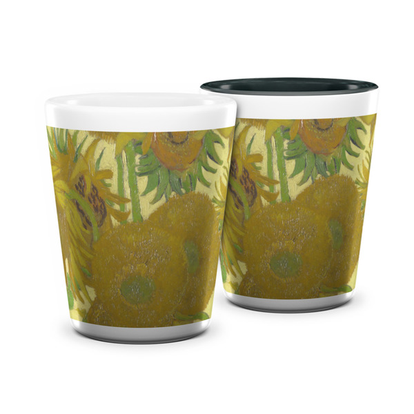 Custom Sunflowers (Van Gogh 1888) Ceramic Shot Glass - 1.5 oz