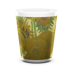 Sunflowers (Van Gogh 1888) Ceramic Shot Glass - 1.5 oz - White - Single