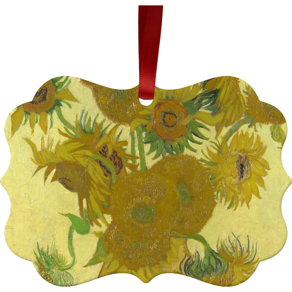 Custom Sunflowers (Van Gogh 1888) Metal Frame Ornament - Double Sided