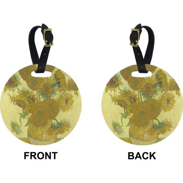 Sunflowers (Van Gogh 1888) Circle Luggage Tag (Front + Back)