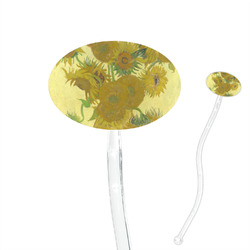 Sunflowers (Van Gogh 1888) 7" Oval Plastic Stir Sticks - Clear