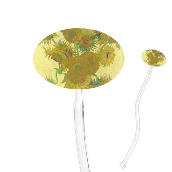 Custom Sunflowers (Van Gogh 1888) 7" Oval Plastic Stir Sticks - Clear