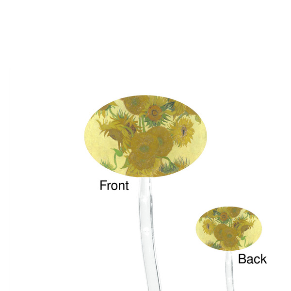 Sunflowers (Van Gogh 1888) Clear Plastic 7" Stir Stick - Oval - Front & Back