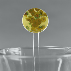 Sunflowers (Van Gogh 1888) 7" Round Plastic Stir Sticks - Clear