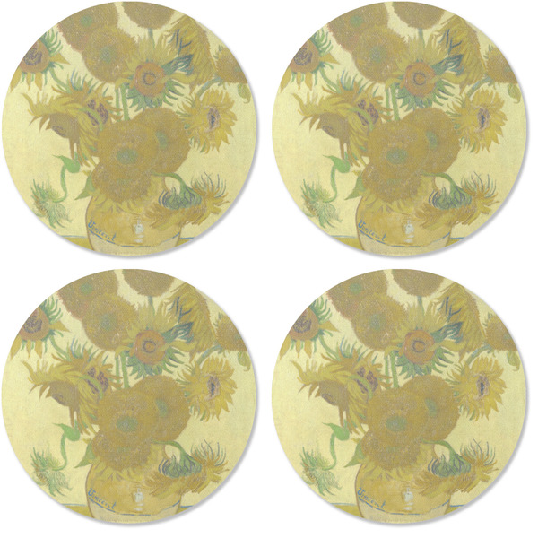 Sunflowers (Van Gogh 1888) Coaster Round Rubber Back - Apvl