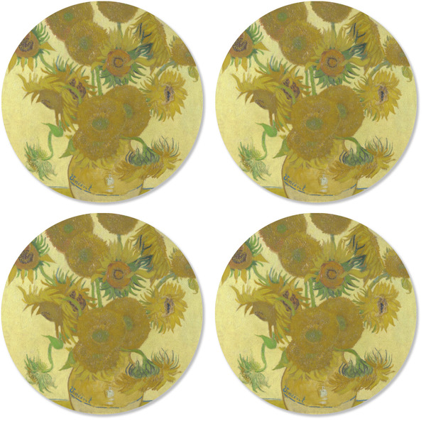 Sunflowers (Van Gogh 1888) Coaster Round Rubber Back - Apvl