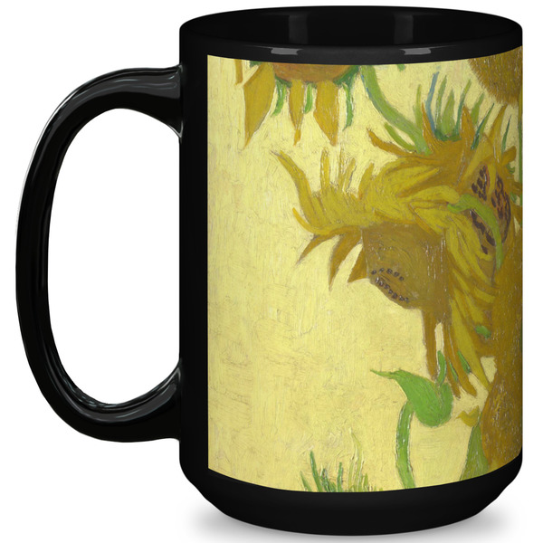 Custom Sunflowers (Van Gogh 1888) 15 Oz Coffee Mug - Black