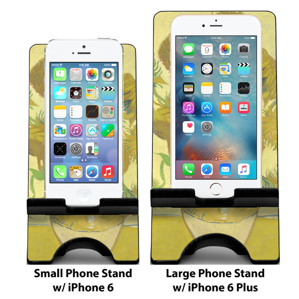 Sunflowers (Van Gogh 1888) Compare Phone Stand Sizes - with iPhones