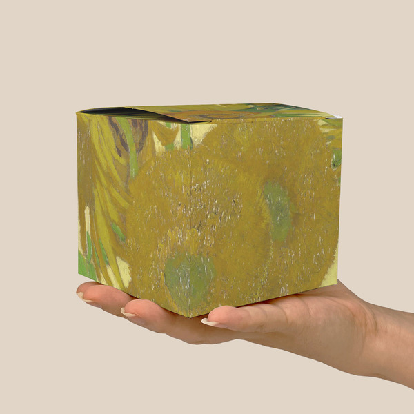 Sunflowers (Van Gogh 1888) Cube Favor Gift Box - Scale View