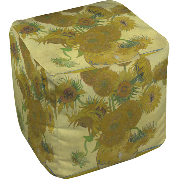 Custom Sunflowers (Van Gogh 1888) Cube Pouf Ottoman - 18"