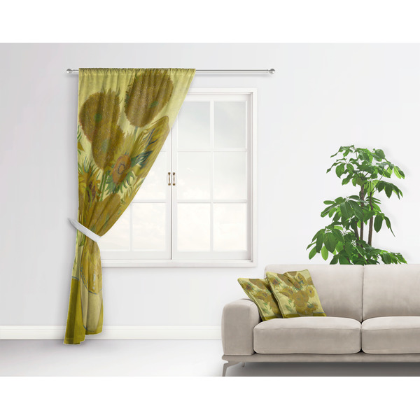 Sunflowers (Van Gogh 1888) Curtain With Window and Rod - in Room Matching Pillow