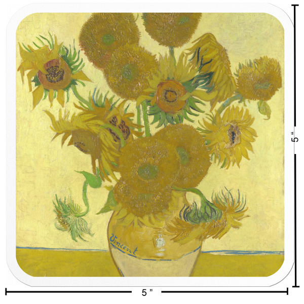 Sunflowers (Van Gogh 1888) Custom Shape Iron On Patches - L Patch w/ Measurements