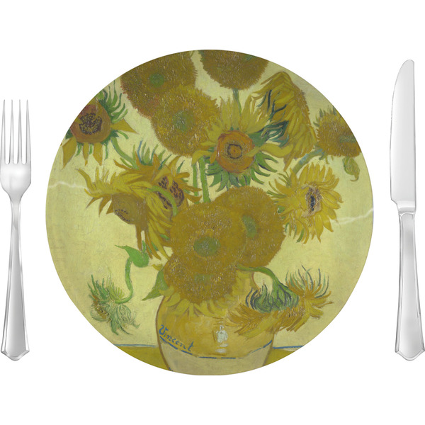 Custom Sunflowers (Van Gogh 1888) 10" Glass Lunch / Dinner Plates - Single or Set