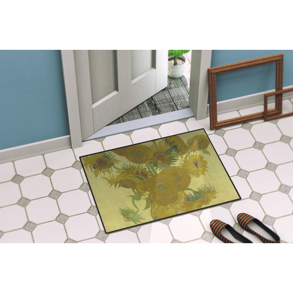 Sunflowers (Van Gogh 1888) Door Mat - 24"x18" - Lifestyle - Porch