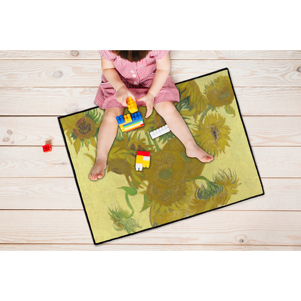 Sunflowers (Van Gogh 1888) Door Mat - 24"x18" - Lifestyle