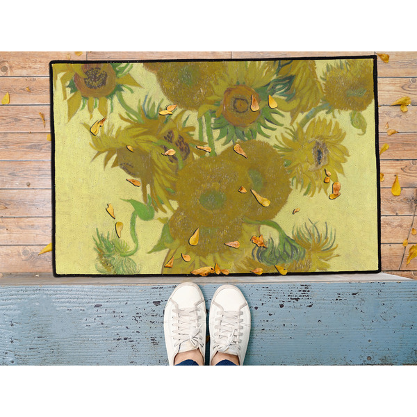 Sunflowers (Van Gogh 1888) Door Mat - 36"x24" - Lifestyle