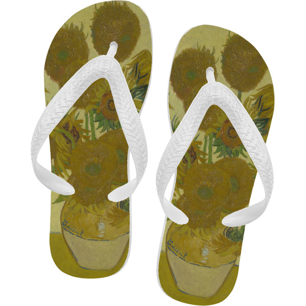 Custom Sunflowers (Van Gogh 1888) Flip Flops - Medium