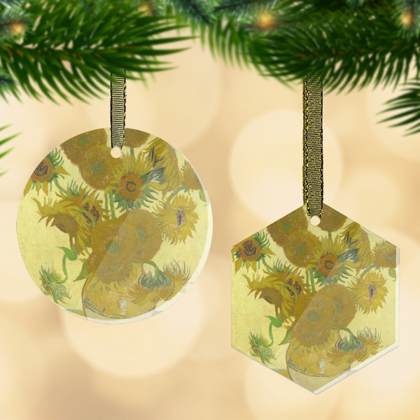 Custom Sunflowers (Van Gogh 1888) Flat Glass Ornament
