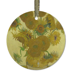 Sunflowers (Van Gogh 1888) Flat Glass Ornament - Round