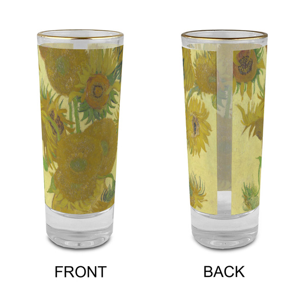 Sunflowers (Van Gogh 1888) Glass Shot Glass - 2oz - Single - Front & Back