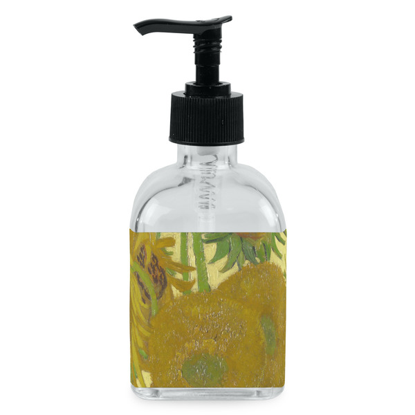 Custom Sunflowers (Van Gogh 1888) Glass Soap & Lotion Bottle - Single Bottle