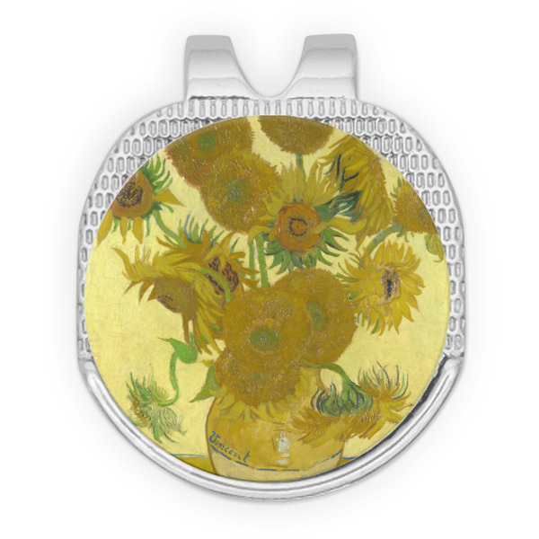Custom Sunflowers (Van Gogh 1888) Golf Ball Marker - Hat Clip - Silver