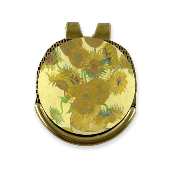 Custom Sunflowers (Van Gogh 1888) Golf Ball Marker - Hat Clip - Gold