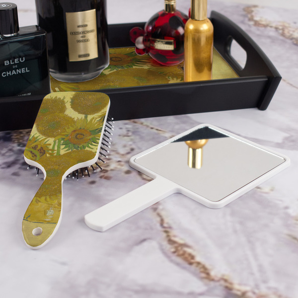Sunflowers (Van Gogh 1888) Hair Brush - With Hand Mirror