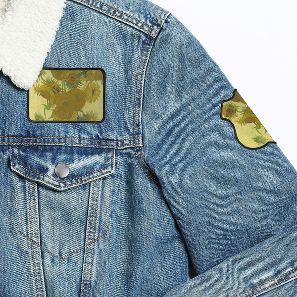 Sunflowers (Van Gogh 1888) Iron On Patches - On Jacket Closeup
