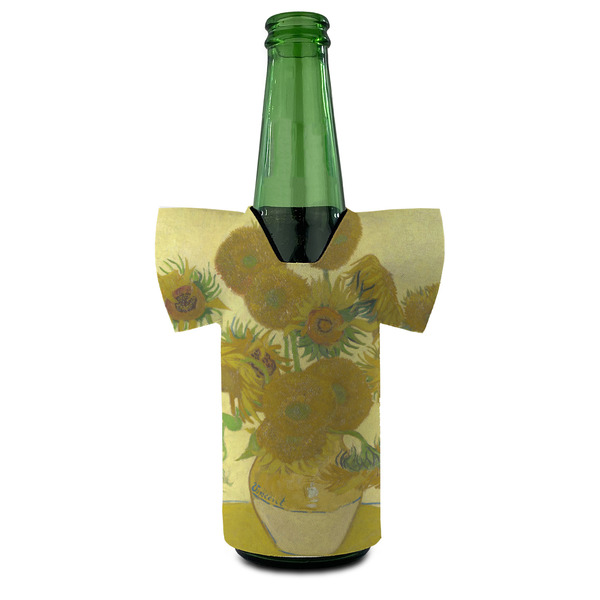 Sunflowers (Van Gogh 1888) Jersey Bottle Cooler - Set of 4 - FRONT (on bottle)