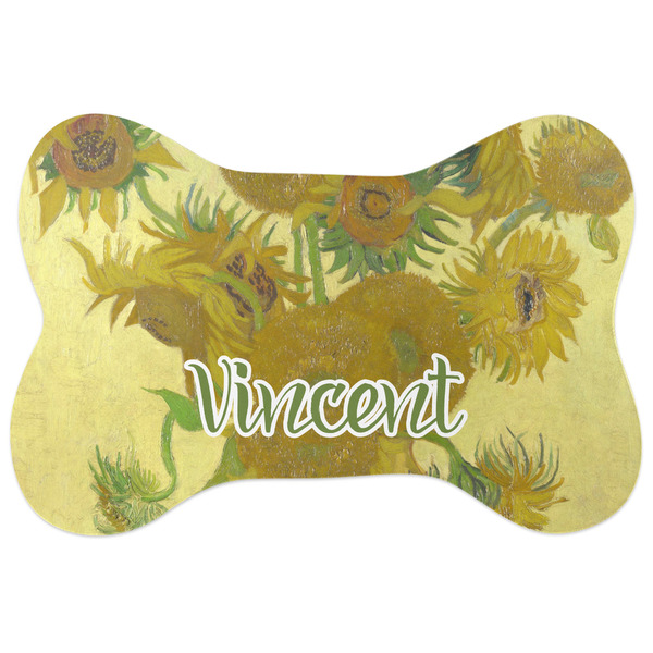 Custom Sunflowers (Van Gogh 1888) Bone Shaped Dog Food Mat