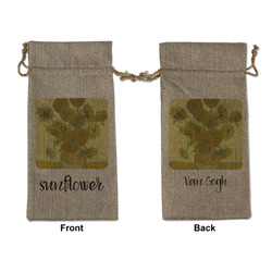 Sunflowers (Van Gogh 1888) Large Burlap Gift Bag - Front & Back