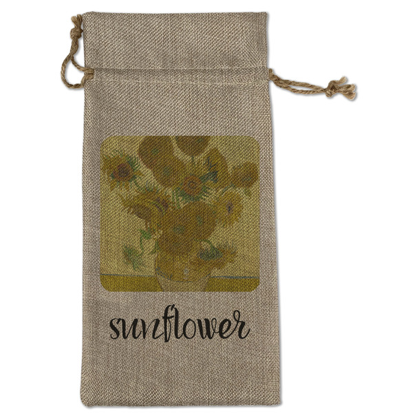 Custom Sunflowers (Van Gogh 1888) Large Burlap Gift Bag - Front